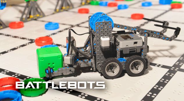 battlebot on course with battlebots lower left